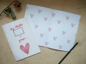 My heart is yours - Valentine's gift (card /handmade notebook)