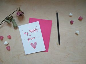 My heart is yours - Valentine's gift (card /handmade notebook)