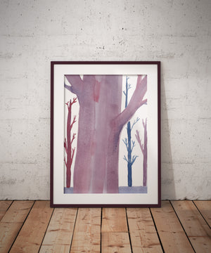 Monochromatic Trees - Watercolour - Art, Nature - Poster A4//A3