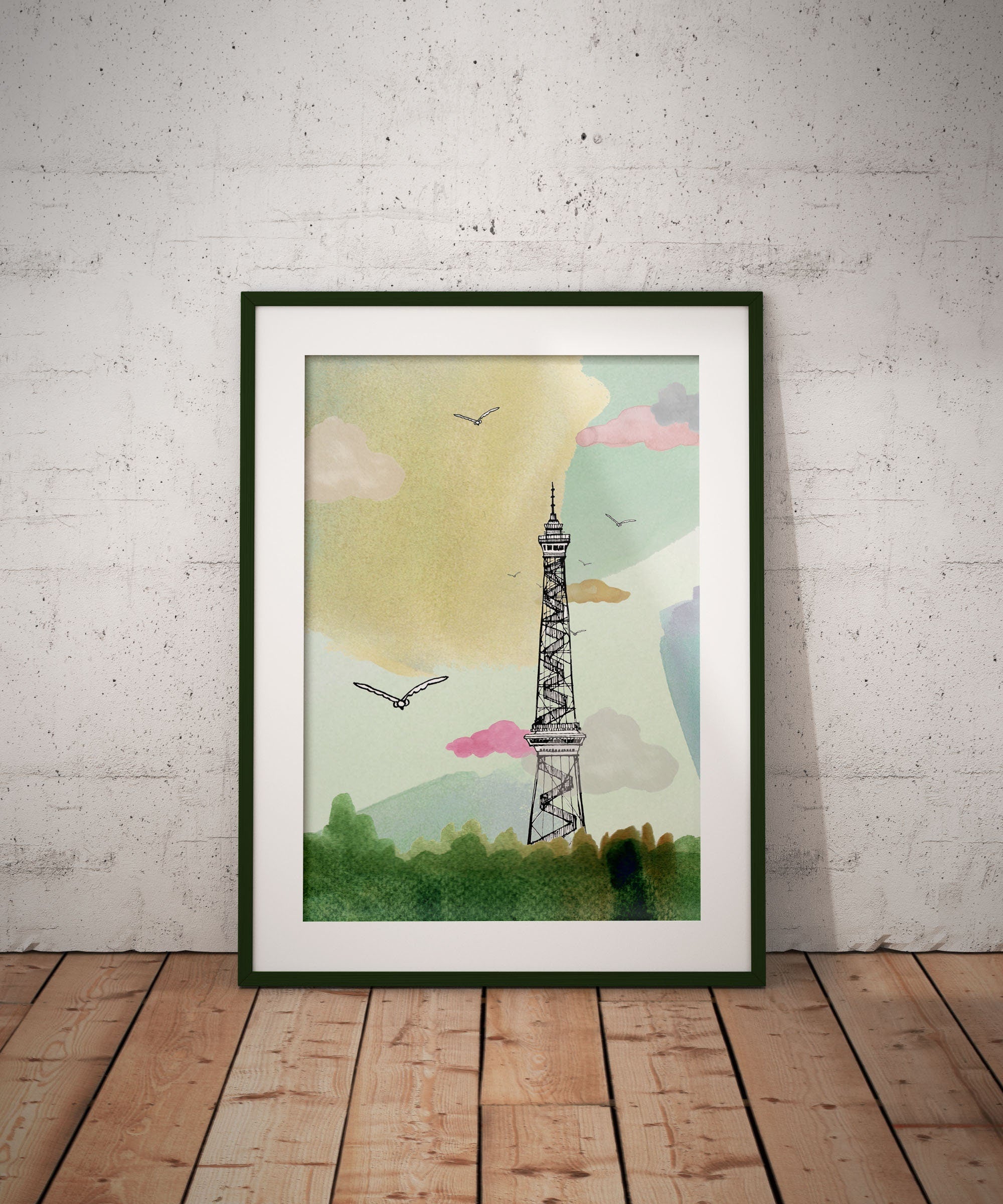 Poster of Radio Tower Berlin in Green // A4- A3 // Architecture, Art.