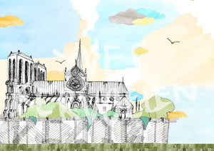Notre Dame - Paris - France // A4-A3 // Poster, Architecture, Art.