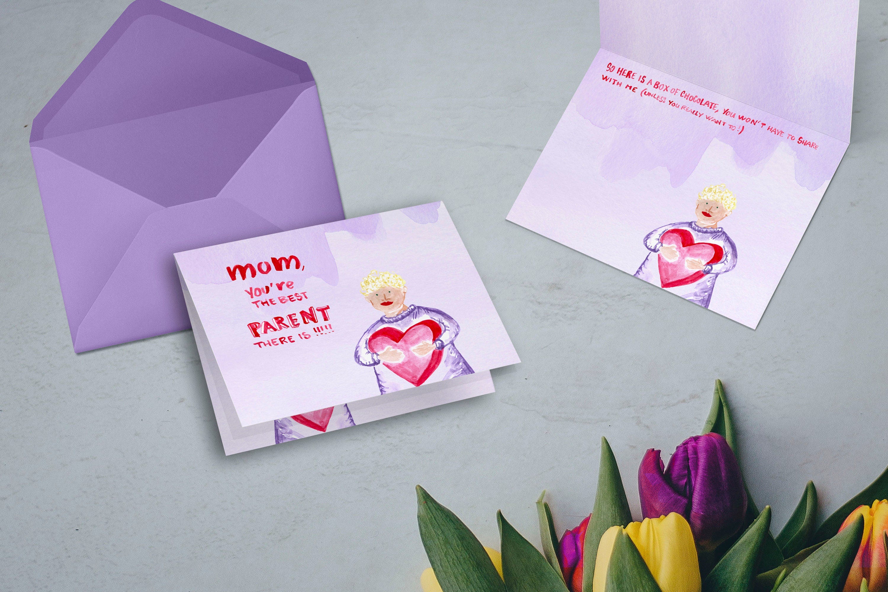 Greeting Card Happy Mother's day - (Single Mother) - A6 Format with envelope.