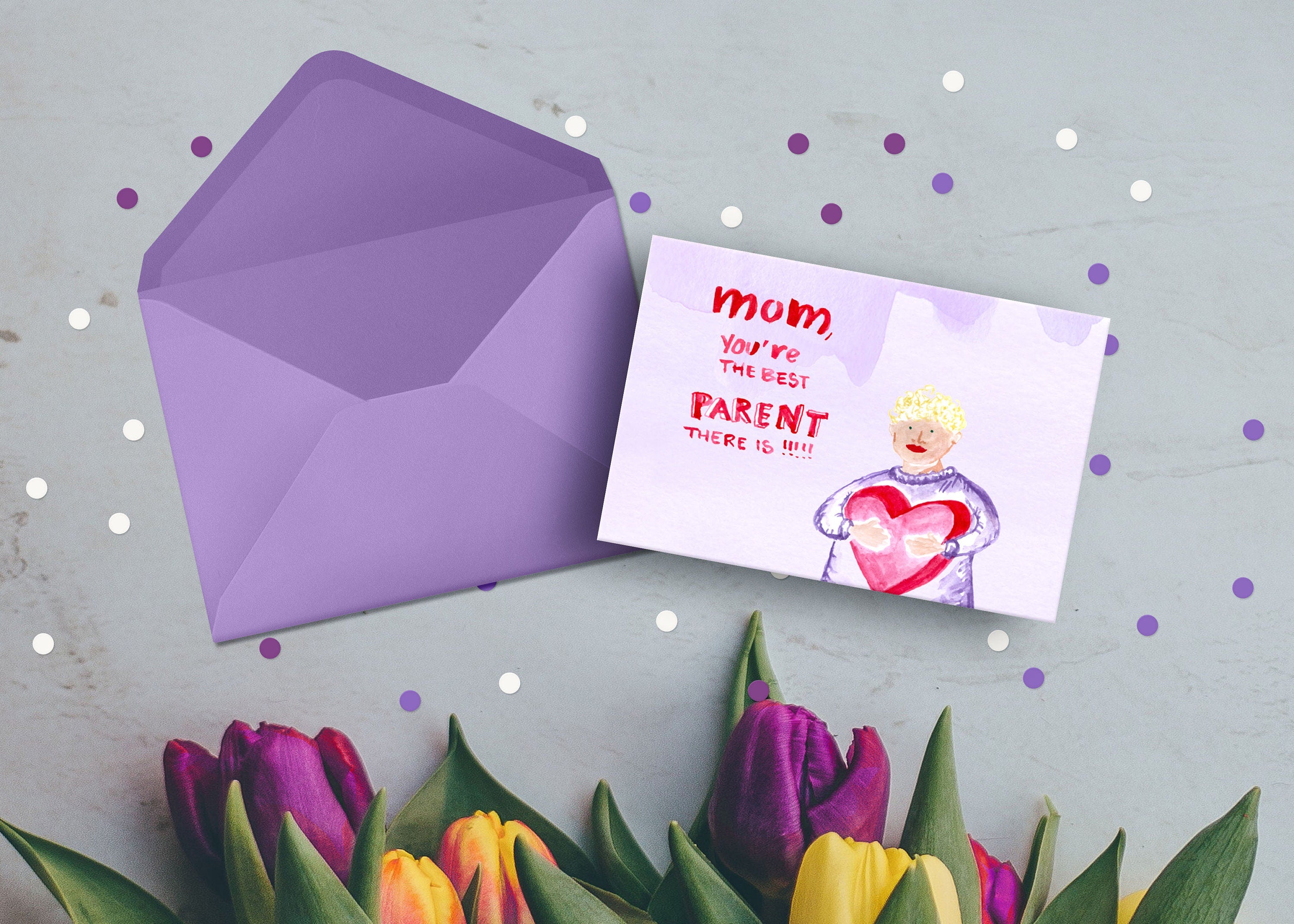 Greeting Card Happy Mother's day - (Single Mother) - A6 Format with envelope.