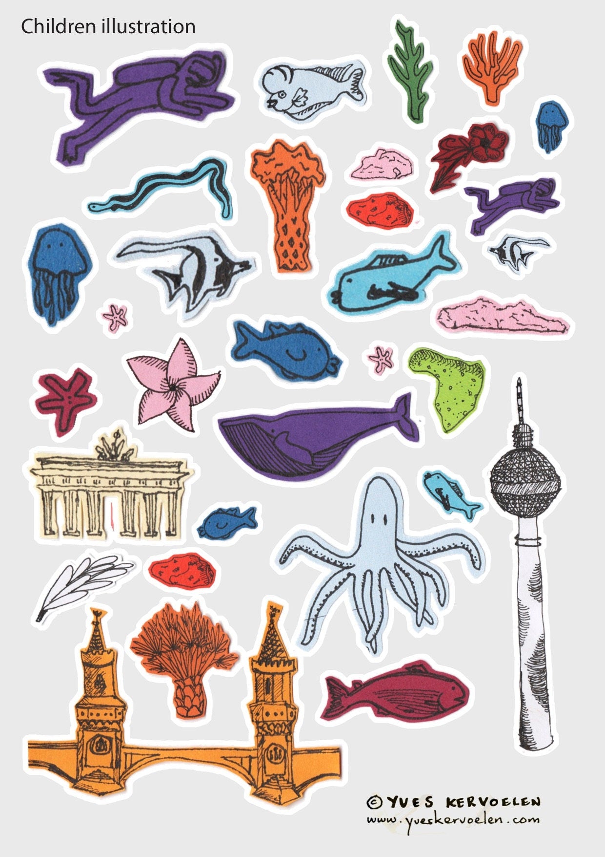 Free Downloadable Activity Set - Berlin Underwater -Cutout/Collage (PRIVATE USE ONLY) - Printable