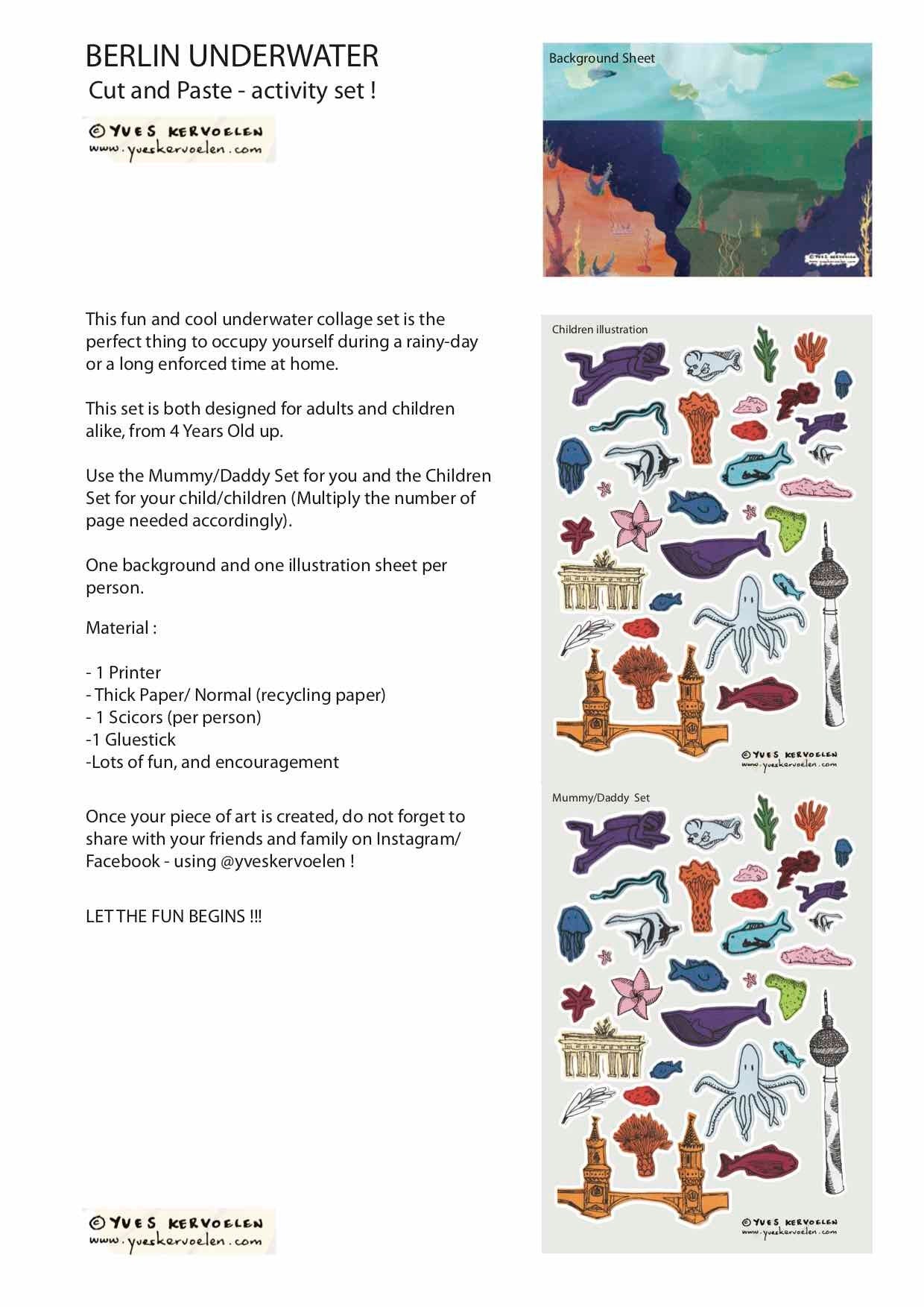 Free Downloadable Activity Set - Berlin Underwater -Cutout/Collage (PRIVATE USE ONLY) - Printable